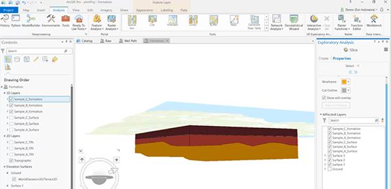 Interactive geological layer slicing and fence diagrams