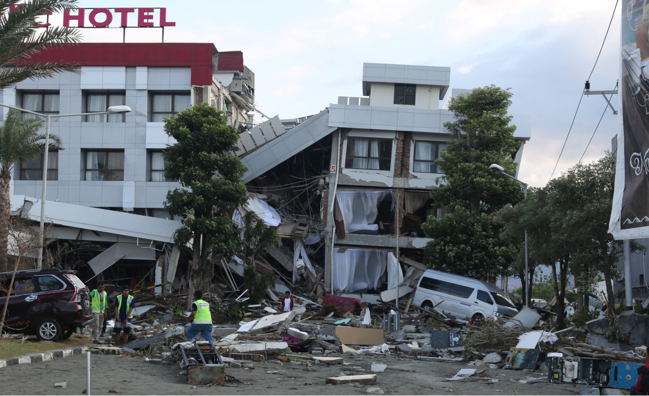 Aftermath of the Palu earthquake and ground liquefaction in 2018