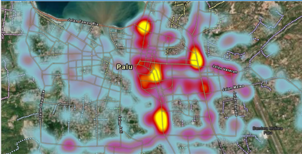 A heat map shows areas where assets are at the highest risk during a disaster