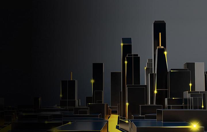 Minimalist city design with connected lights